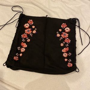 BLACK SUEDE H&M SKIRT LACE UP SIDES